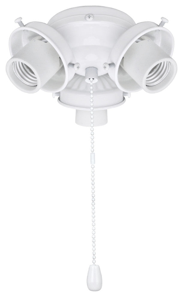 22002-21 3-Light Ceiling Fan Fitter Light Kit With Pull Chain, Painted White