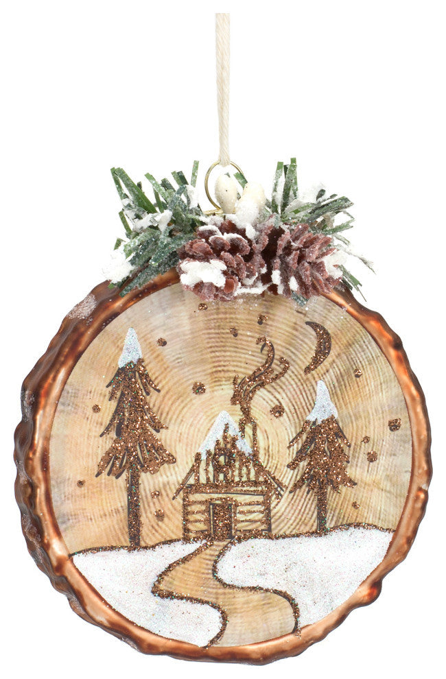 Cabin and Deer Ornament, 6-Piece Set