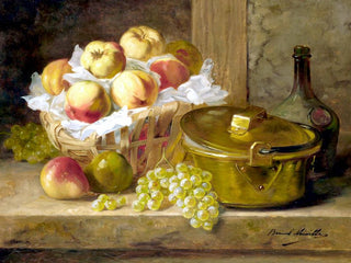 Tile Mural Basket With Apples Bottle Pot, 6"x8", Matte