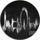 London Dark Silhouette, Cityscape Painting Round Metal Wall Art, 36"