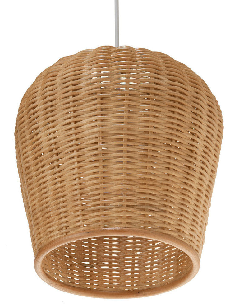 Handwoven Wicker Pod Pendant Light, Natural, Natural Brown