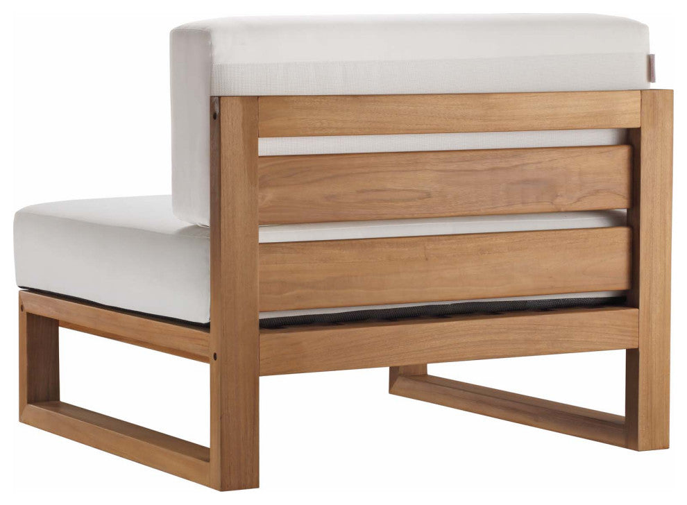 Lounge Sectional Sofa Chair Set, Wood, Brown Natural White, Modern, Outdoor