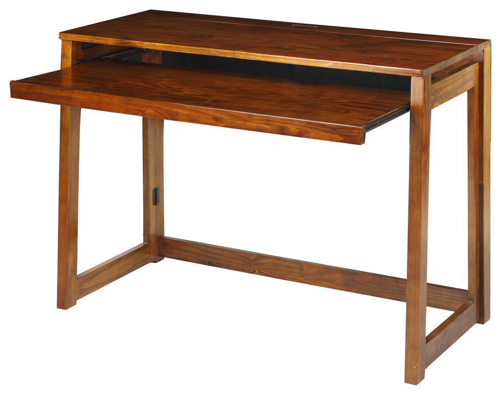 Folding Desk With Pull-Out and Usb Port, Warm Brown