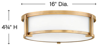 Hinkley Lowell 16" Md Flush Mount Ceiling Light,Brushed Bronze+Etched Opal Glass