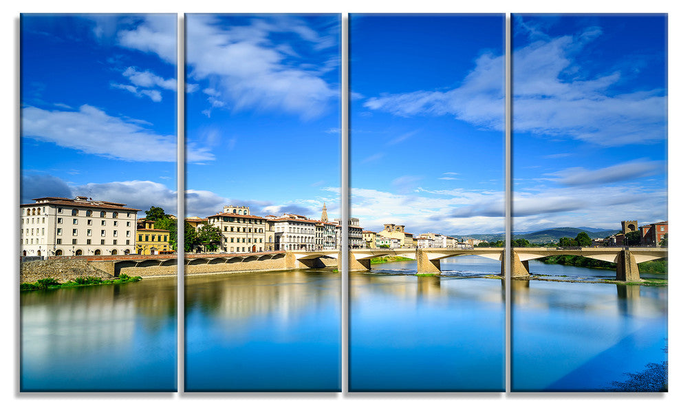 "Ponte Alle Grazie Florence Italy" Seashore Wall Art, 4 Panels, 48"x28"