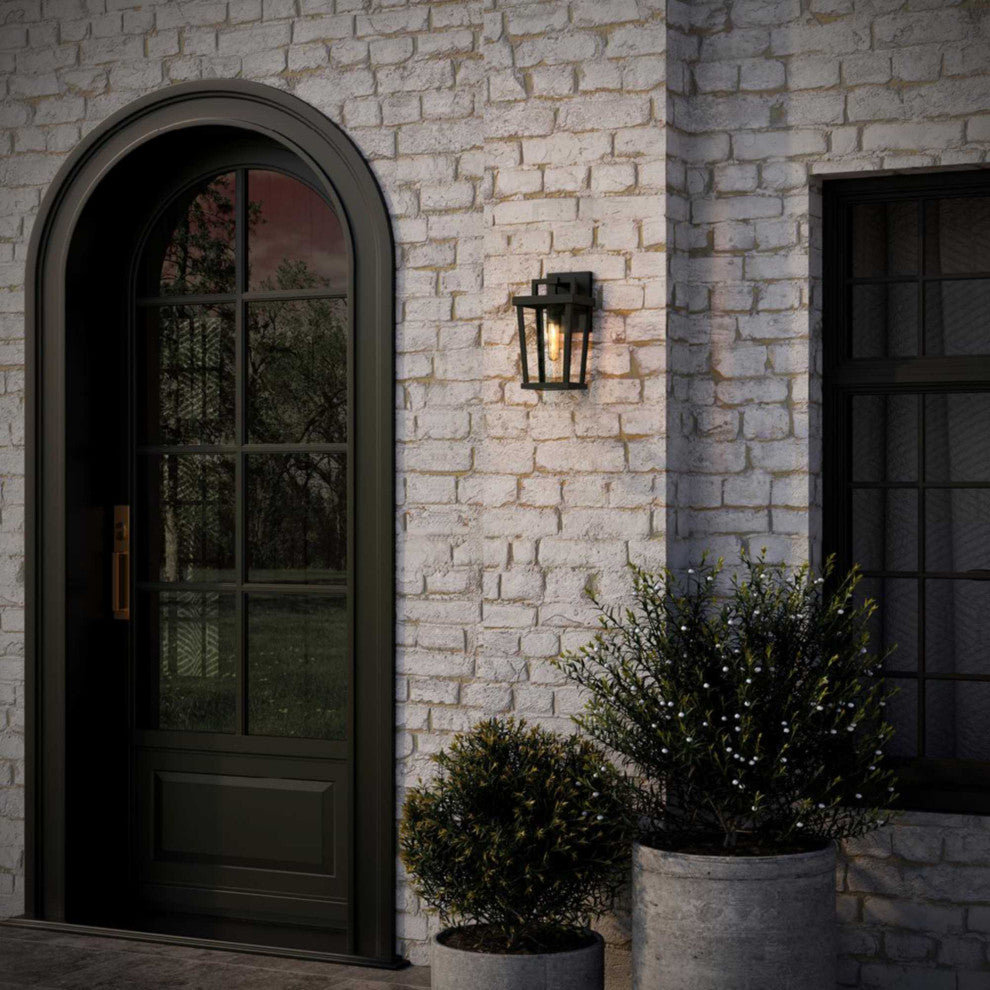 Tryon One-Light Black New Traditional Outdoor Wall Lantern, 7x7x12.62"