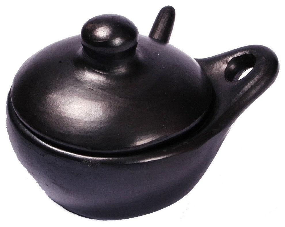 La Chamba Black Clay Salsa Dish With Spoon