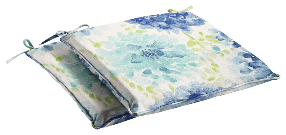Sorra Home Gardenia Seaglass Corded Chair Pad, Set of 2, 17"x19"x2"
