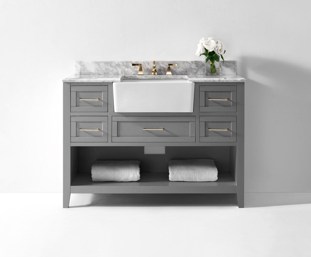 Hayley Bathroom Vanity Set, Sea Cloud Gray, 48"
