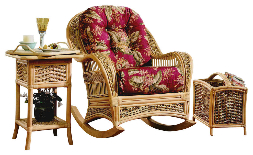 Spice Island Rocker, Natural, Botanical-Fern Fabric