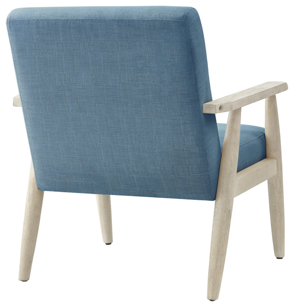 Rustic Manor Gian Armchair Upholstered, Light Blue and Cream Linen