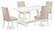 5-Piece Set, 4 Chairs and Table, Linen White