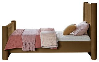 Elias Upholstered Bed, Saddle, Twin, Velvet