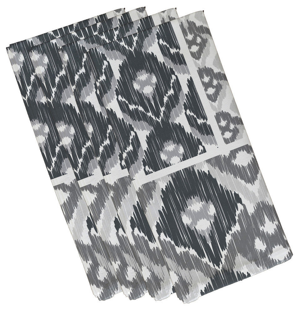 Free Spirit, Geometric Print Napkin, Gray, Set of 4