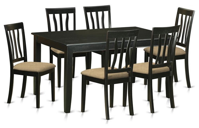 Nolan Rectangular Dining Table Set, Black, 7 Pieces, Microfiber