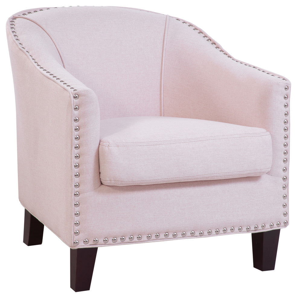 Giles Nail Trim Barrel Chair by Grafton Home, Brushed Blush Pink
