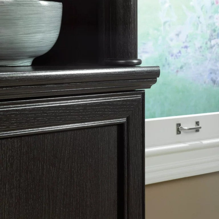 Tall Bookcase, Crown Molded Top With 3 Open Shelves & Lower Cabinet, Wind Oak