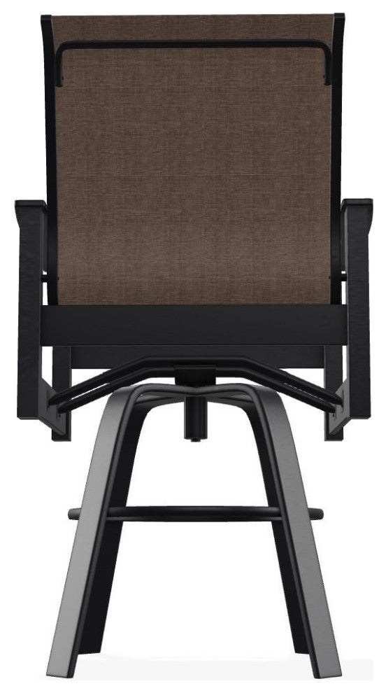 Leeward Sling Bar Height Outdoor Swivel Armchair, Mocha/Black
