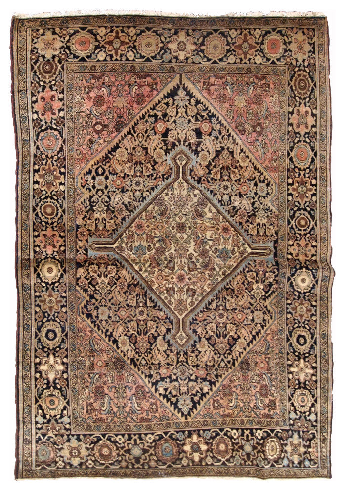 Handmade antique Persian Sarouk Farahan rug 3.4' x 5.3' (103cm x 161cm) 1880s