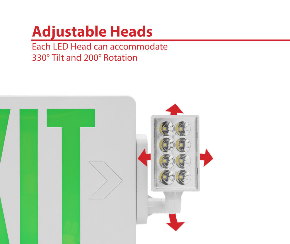 ECL2 Series Slim LED Emergency Exit Sign Combo, Green Lettering