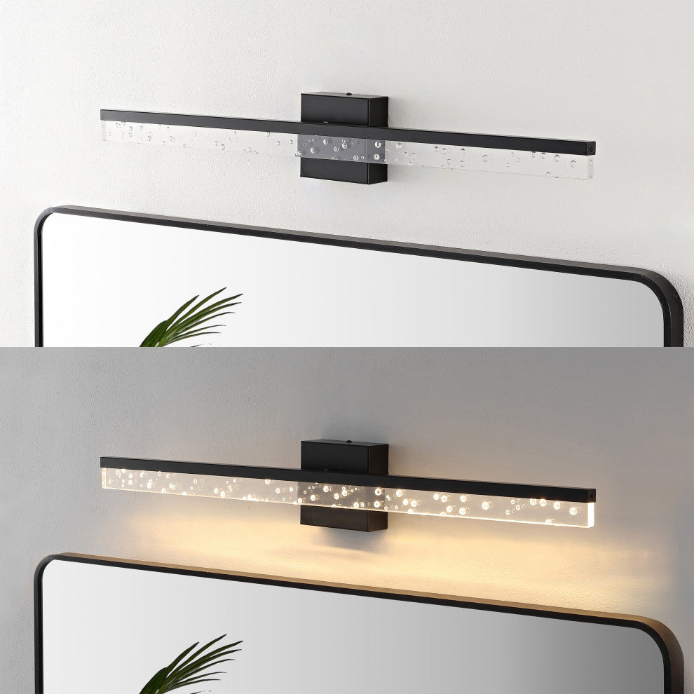 Mario 22" 1-Light 360-Degree Rotatable Integrated LED, Black/Clear, Width: 30"