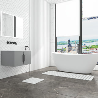 Diatomite Quick-Dry Stone Bath Mat Set, White, X-Large/Small Mats