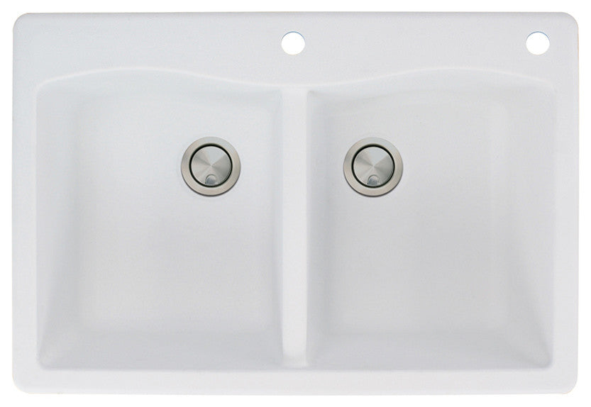 33-in x 22-in Drop-in Aversa Granite Kitchen Sink in White