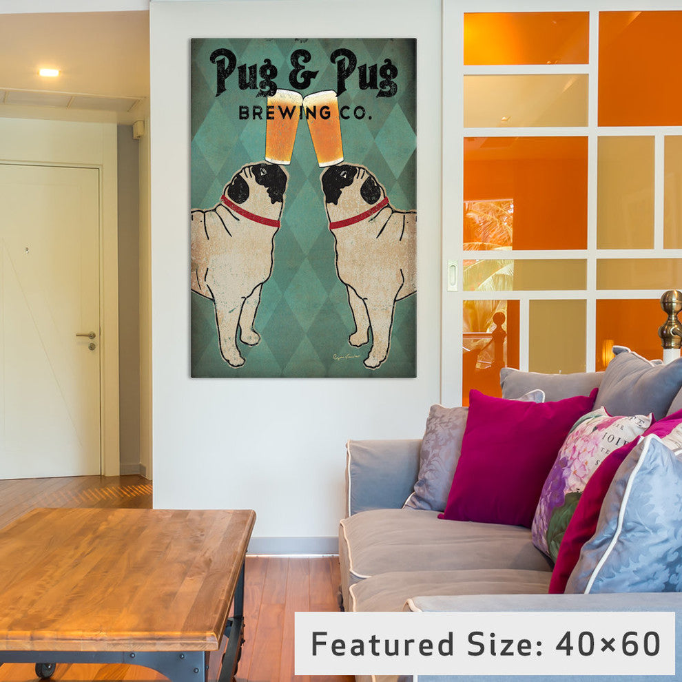 "Pug and Pug Brewing Gallery" by Ryan Fowler, 18x12x1.5"