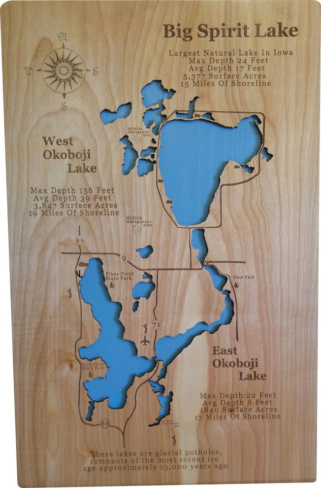Big Spirit Lake, Iowa-Wood Lake Map, Medium Standout