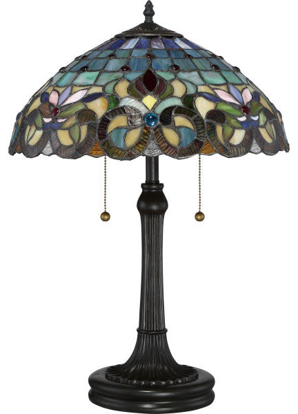 Quoizel TF3180TVB Two Light Table Lamp, Vintage Bronze Finish