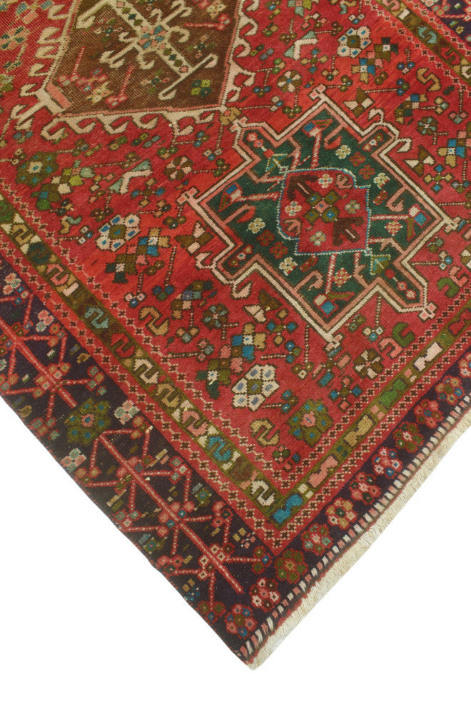 Fine Vintage Distressed Aekley Red/Navy Runner, 3'11x13'5
