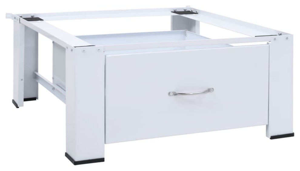vidaXL Double Washing and Drying Machine Pedestal Washer and Dryer Stand White, 220.5 Lb With Drawer