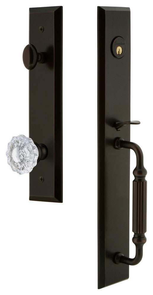 Fifth Avenue 1-Piece Dummy Handleset, F Grip and Versailles Knob, 849656