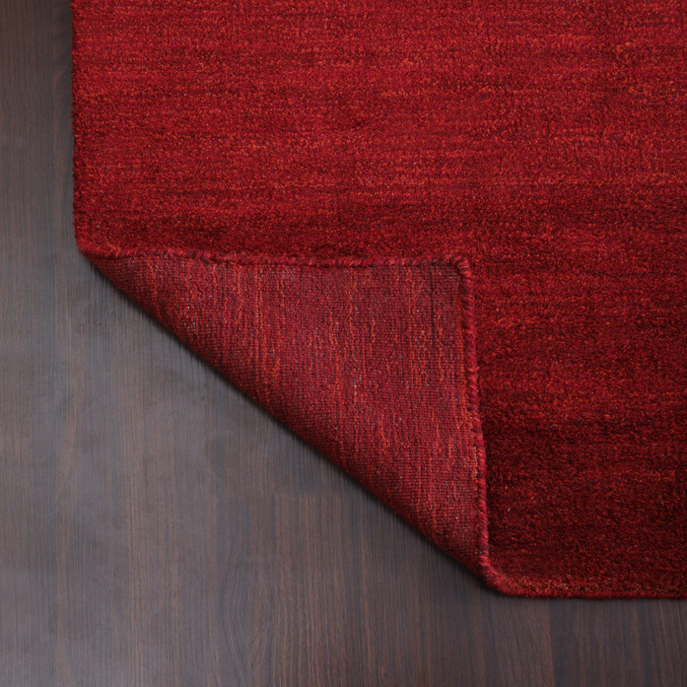 HAND KNOTTED LOOM SILK ECO-FRIENDLY AREA RUGS-Runner,Red Color,Solid Design, [Runner] 2'8"x10'