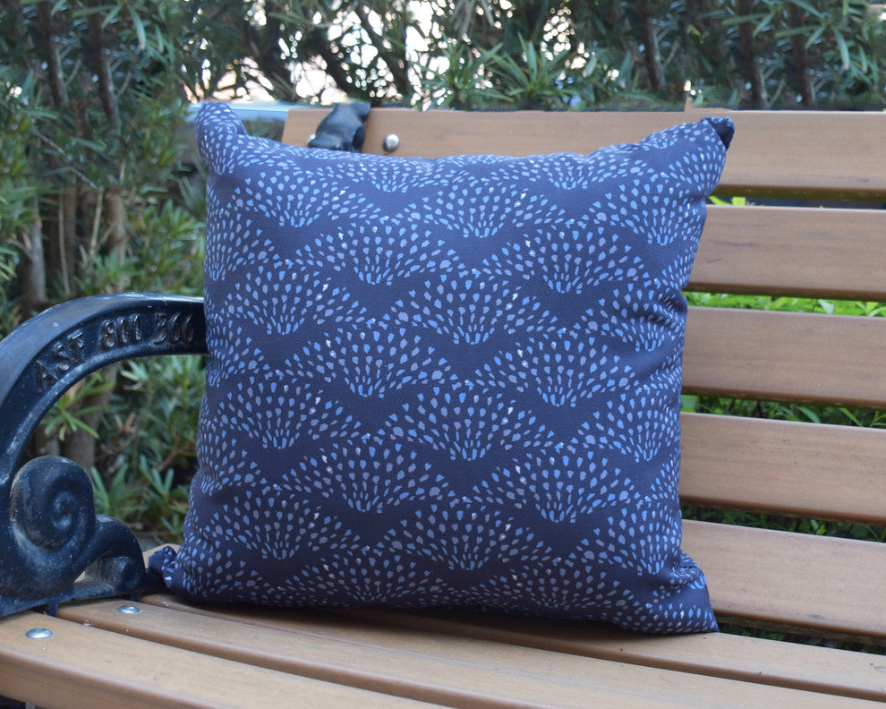 Fan Dance Geometric Print Decorative Outdoor Throw Pillow, Blue, 16"