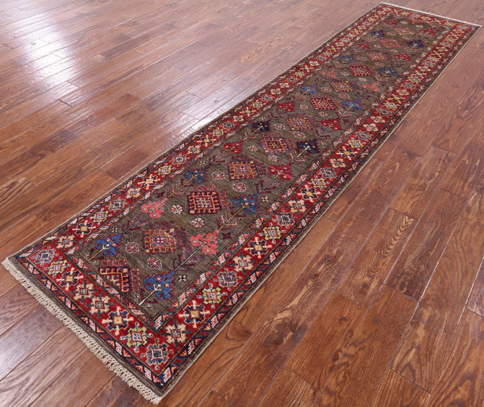 Runner Super Kazak Hand Knotted Wool Rug 2' 6" X 10' 8" Q7500