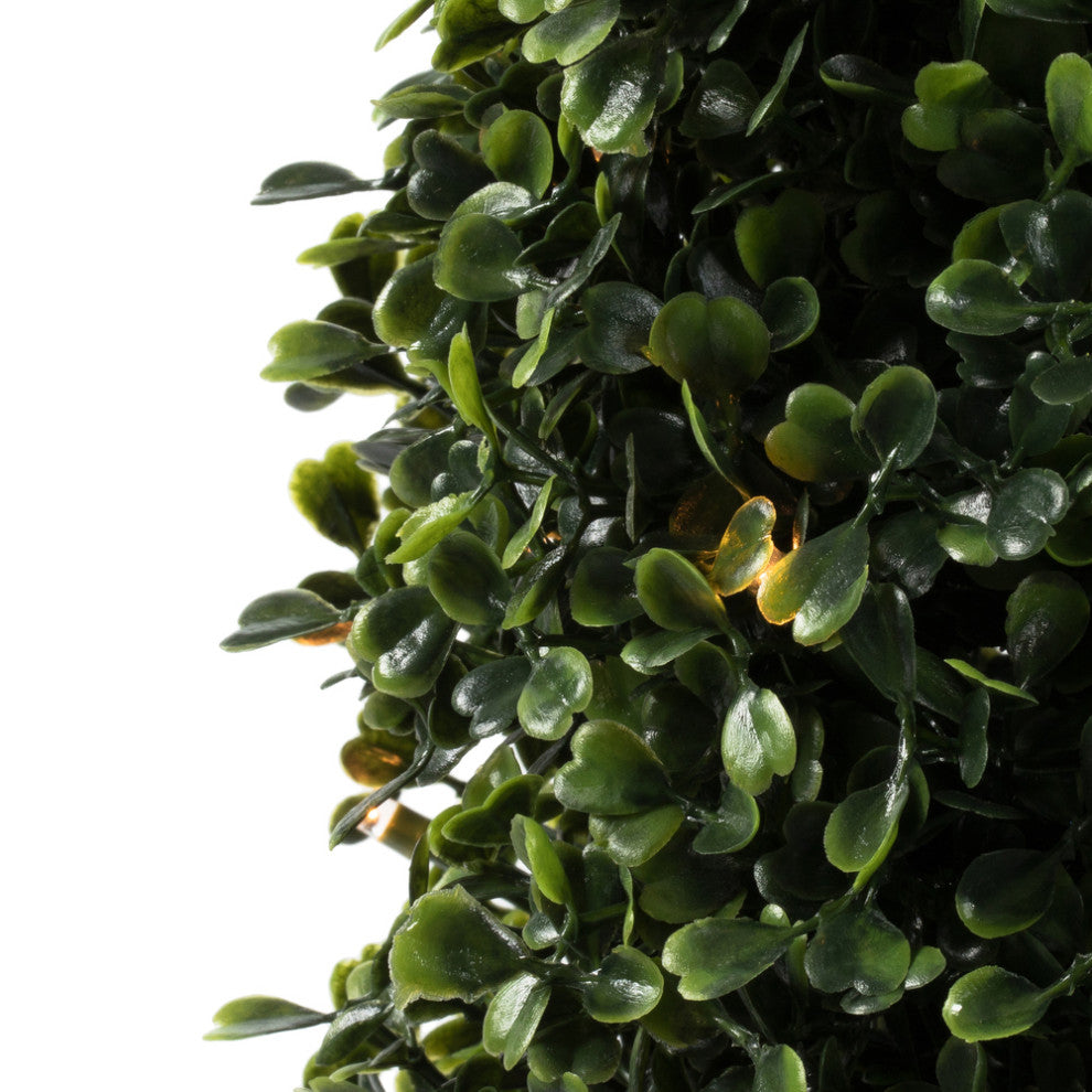 Vickerman Potted Green Boxwood Cone UV, White, 4'