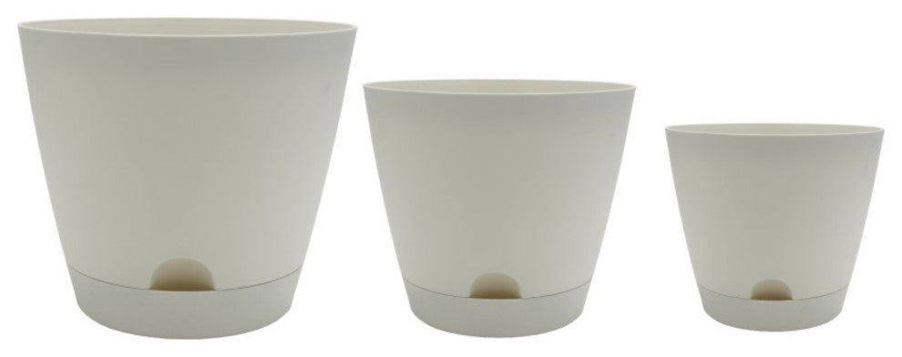 CHG Plastic Tilden Self-Watering Planters, Arctic White, Assorted Size, Set of 3