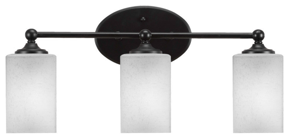 Capri 3-Light Bath Bar, Matte Black/Square White Muslin