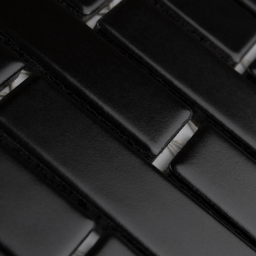 Metro Brick Subway Matte Black Porcelain Floor and Wall Tile
