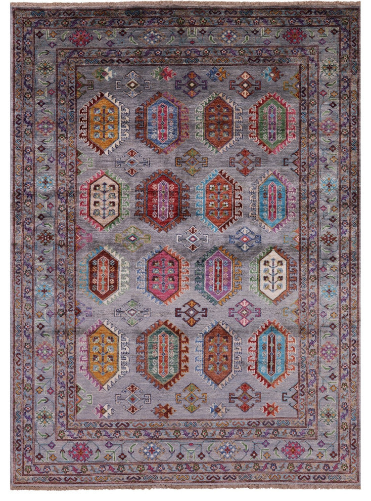 5' 7" X 7' 8" Fine Turkmen Ersari Hand Knotted Rug - Q12217