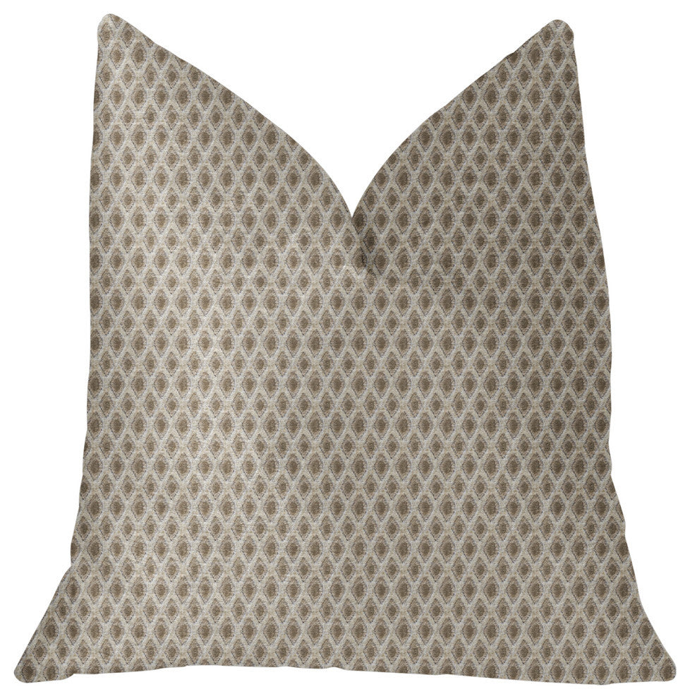 Diamant Beige and Brown Luxury Throw Pillow, Beige, Brown, Double Sided 22"x22"