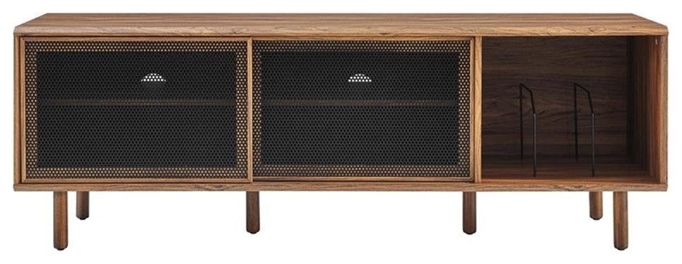 Modway Kurtis MDF Particleboard TV and Record Stand for TVs up to 65" in Walnut
