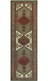 Fine Vintage Distressed Ailyn Ivory/Rust Runner, 3'5x10'5