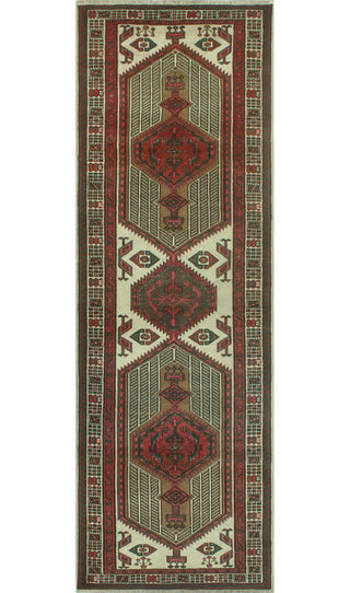 Fine Vintage Distressed Ailyn Ivory/Rust Runner, 3'5x10'5