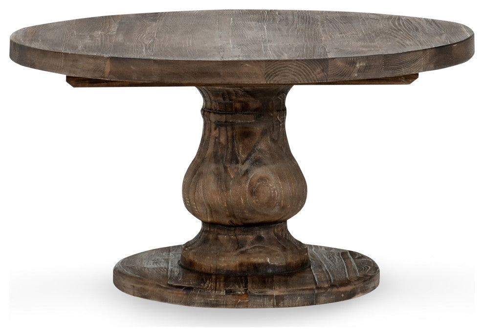 Carolina Reclaimed Pine Round Coffee Table, Rustic Brown