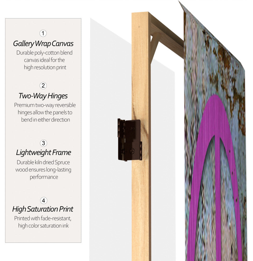 6' Tall Double Sided Multi-Color Peace and Love Room Divider