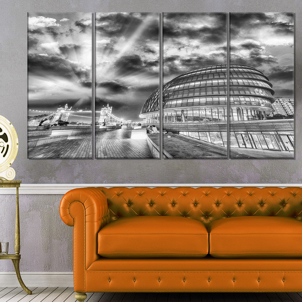 "London Night" Cityscape Around Southwark" Cityscape Wall Art, 48"x28", 4-Panels