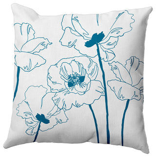 Popping Poppies Decorative Throw Pillow, Teal, 26"x 26"