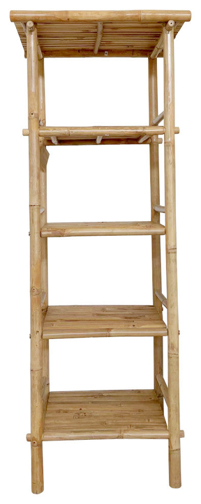 Bamboo 5-tier Free Standing Bookcase Storage Shelf Organizer